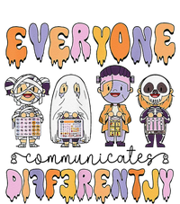 Everyone Communicate Differently Speech Therapy Halloween Pom Pom 12in Knit Beanie