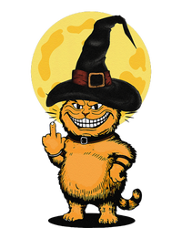 Halloween Cat Wearing Witch Hat With The Middle Finger Funny T-Shirt