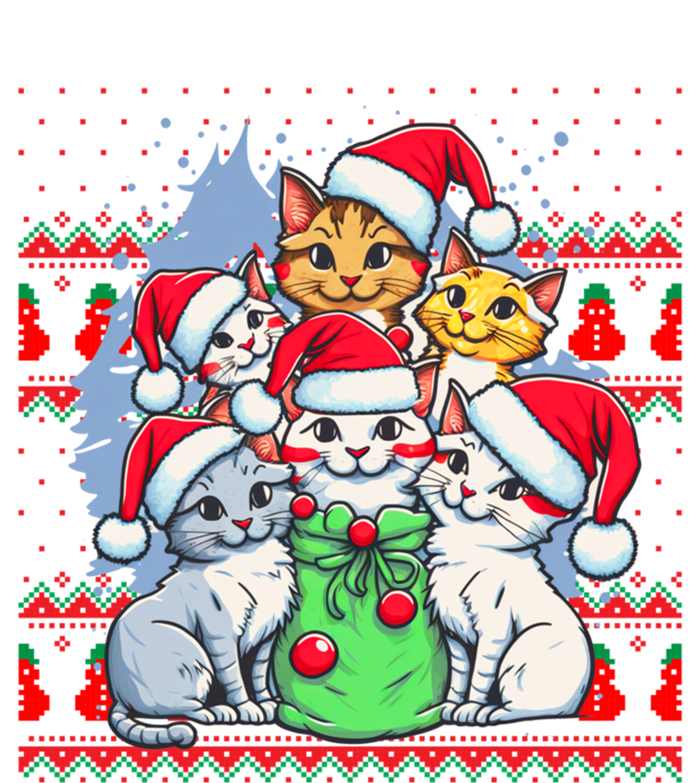 Cute Cat Christmas Ugly Family Matching Pajamas Cat Gift Women's Tri-Blend 3/4-Sleeve Raglan Shirt