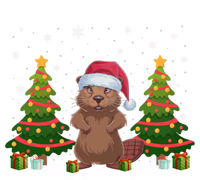 Xmas Tree Lights Beaver Santa Hat Christmas Funny Gift Women's Racerback Tank