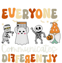 Everyone Communicates Differently Speech Therapy Halloween Striped Beanie with Solid Band