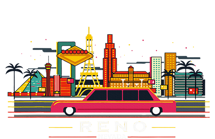 Reno Nevada Cityscape Souvenir Vintage For Reno Nevada Sustainable Bucket Hat