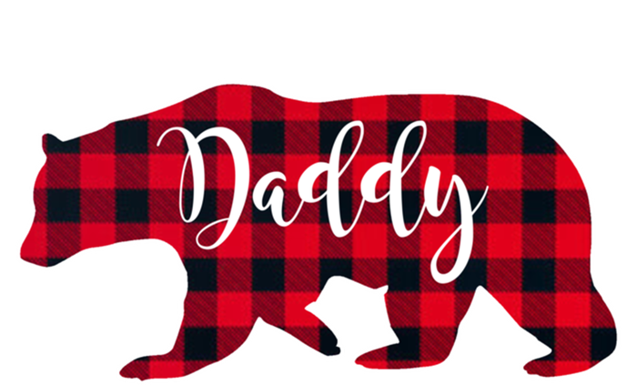 Daddy Bear Black Red Buffalo Check Plaid Fun Dad Father Gift Cool Gift V-Neck T-Shirt