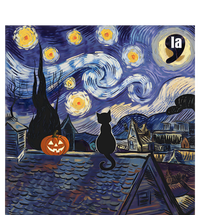 Halloween Starry Night Comma La Black Cat Kamala Harris Moon Premium Hoodie