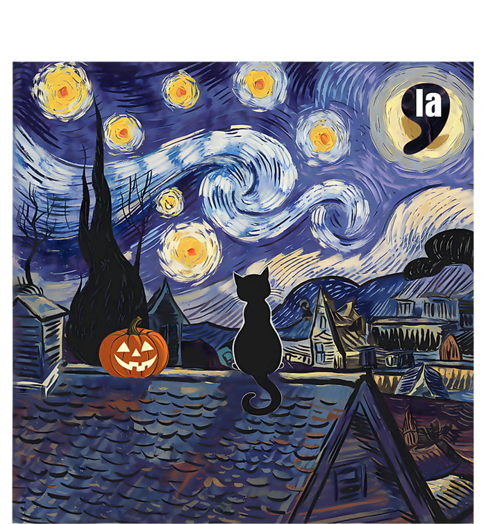 Halloween Starry Night Comma La Black Cat Kamala Harris Moon Premium Hoodie