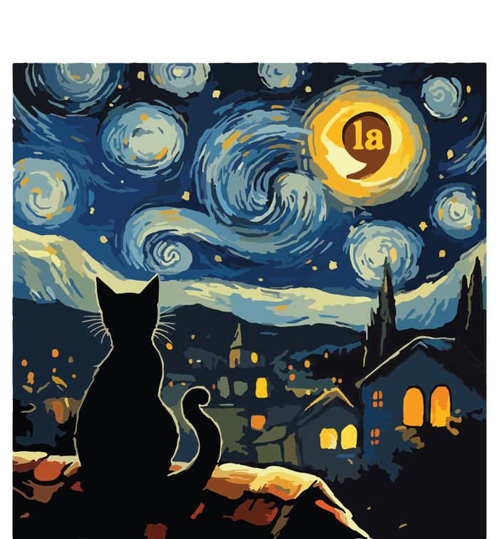 Halloween Starry Night Black Cat Comma La Kamala Harris Women's Pullover Hoodie