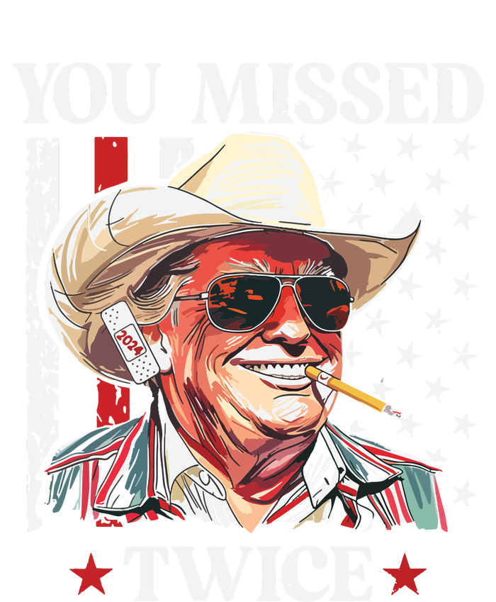 You Missed Twice Western Trump Cowboy Trump 2024 T-Shirt