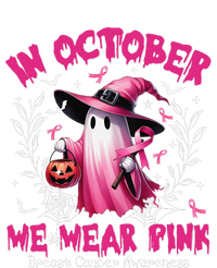 In October We Wear P.Ink Ghost Witch Breast Cancer Awareness Gift Coaster