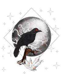 Raven In Moonlight Witchcraft Crow Occult Witchcraft Dry Zone Grid Polo