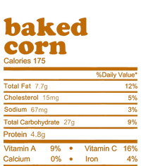 Baked Corn Nutrition Facts Thanksgiving Nutrition Tall Long Sleeve T-Shirt