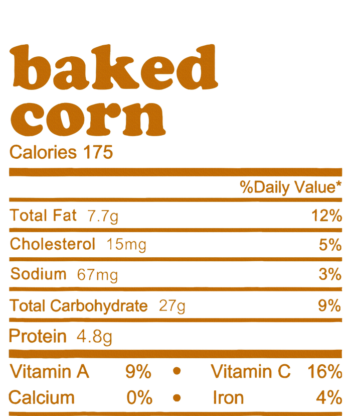 Baked Corn Nutrition Facts Thanksgiving Nutrition Tall Long Sleeve T-Shirt