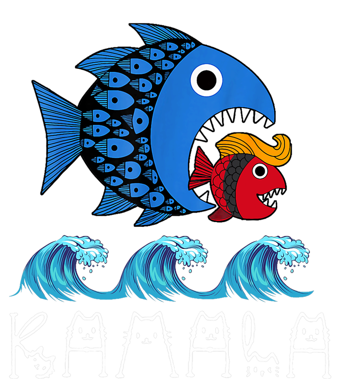 Kamala Over Trump Blue Wave Big Fish Eats Small Fish Hoodie