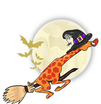 Funny Giraffe Ride Witch Shotgun Giraffe Halloween Bat Full Moon Premium T-Shirt