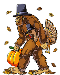 Bigfoot Pilgrim Turkey Pumpkin Thanksgiving Day T-Shirt