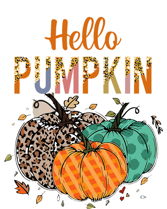 Hello Pumpkin Leopard Print For Fall Thanksgiving Women's Flannel Pajama Set