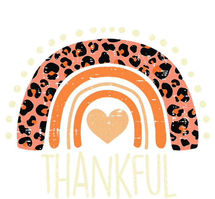 Leopard Rainbow Thankful Thanksgiving Teacher Women T-Shirt