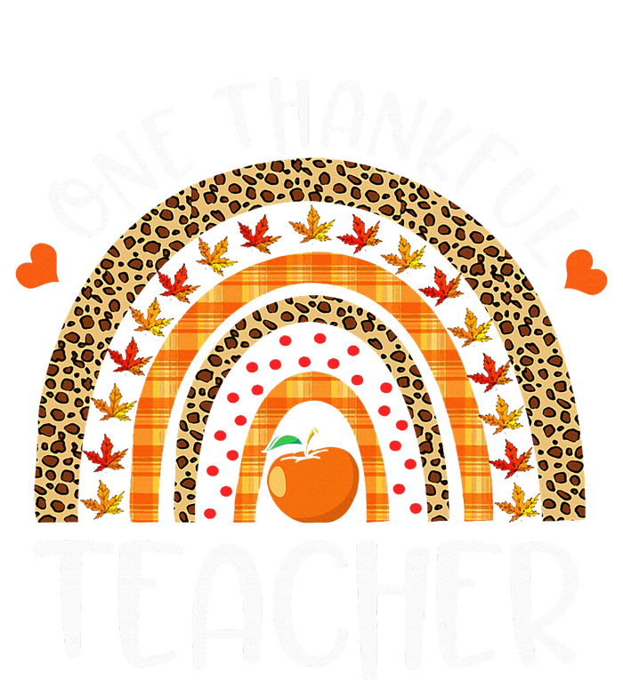 One Thankful Teacher Thanksgiving Rainbow Leopard Fall Funny T-Shirt