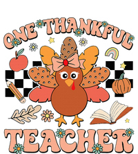 One Thankful Teacher Thanksgiving Retro Groovy Fall Teachers Canvas