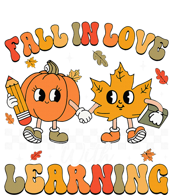 Retro Fall In Love With Learning Autumn Pumpkin Teacher Kids T-Shirt