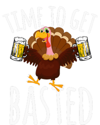 Time To Get Basted Funny Beer Thanksgiving Turkey Gift Women's Long Sleeve Flannel Pajama Set 