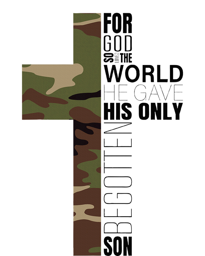 Green Camo Christian Cross Gifts John 316 Bible Verse T-Shirt