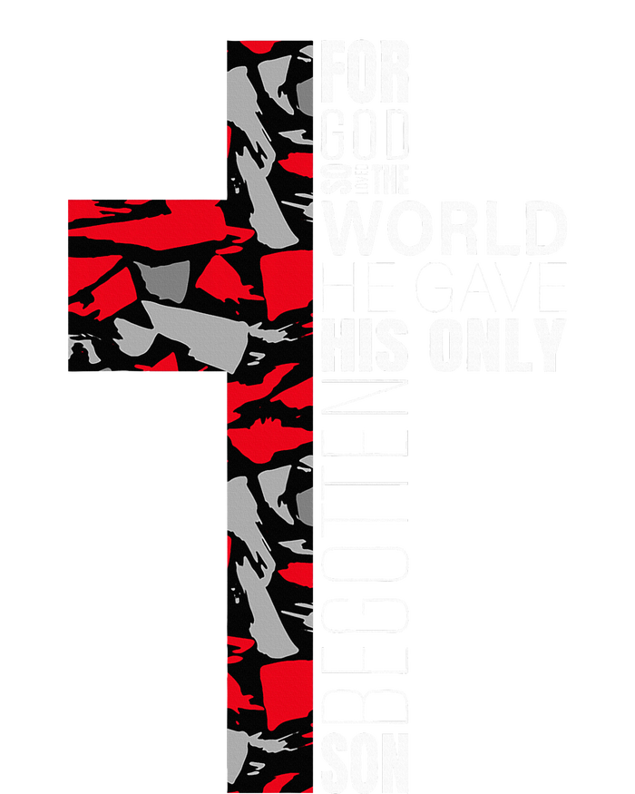 Red Black Gray Christian Cross Bible Verse Gifts Graphic T-Shirt