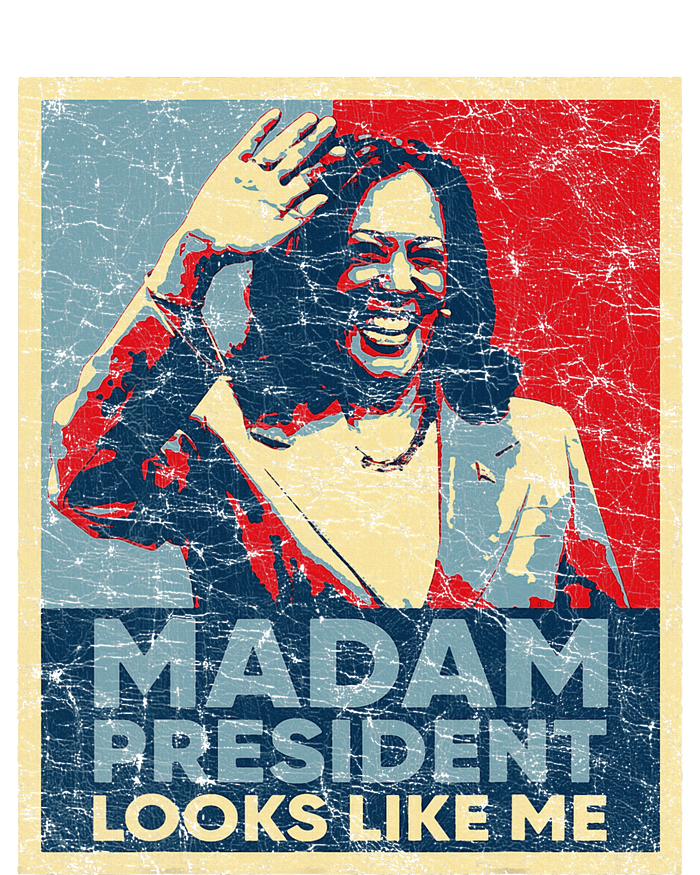 Kamala 2024 Poster Madam President Looks Like Me Flat Bill Trucker Hat