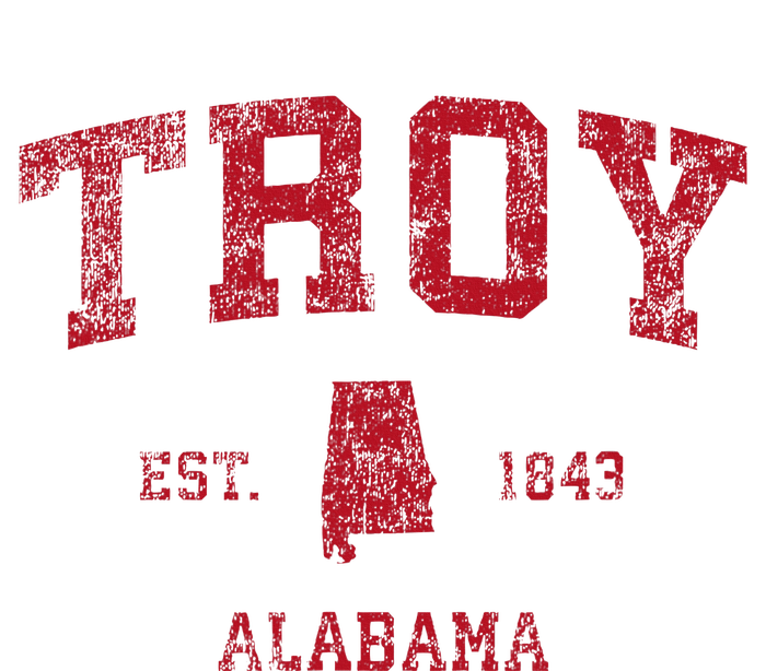 Troy Alabama Al Vintage Sports Design Red Print Garment-Dyed Fleece Hoodie