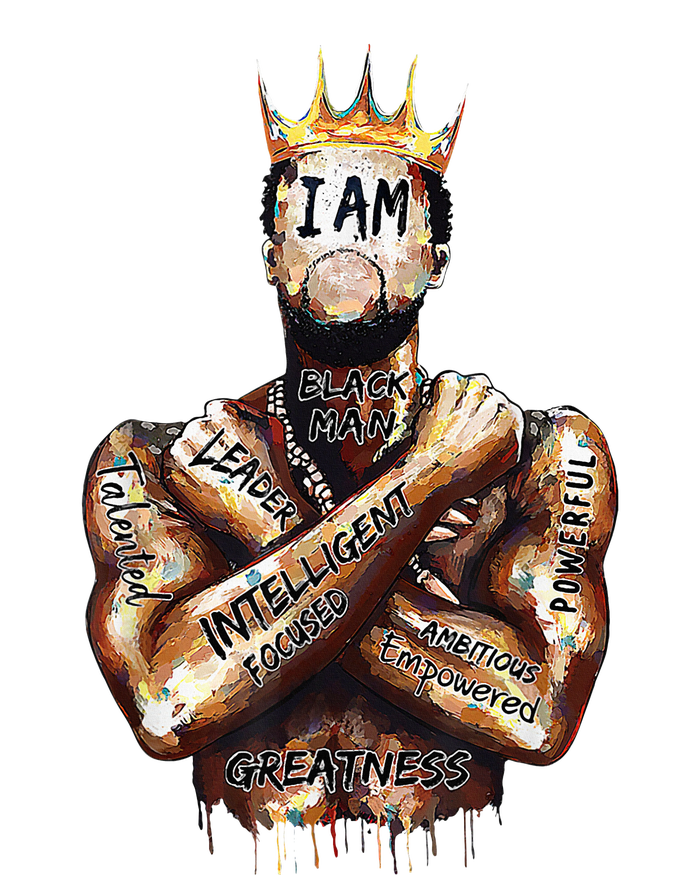 I Am Black Man King Powerful Dad Afro Melanin Black History T-Shirt