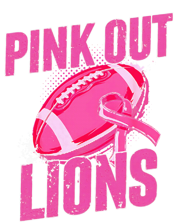 Lions Out Football Tackle Breast Cancer Striped Beanie with Solid Band