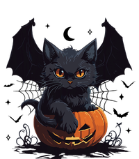 Cute Black Cat With Bat Wings Jack O Lantern Kitty Halloween Kids Long Sleeve Shirt