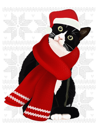 Ugly Christmas Black Cat Santa Hat Scarf Holiday Cute Women's Tri-Blend 3/4-Sleeve Raglan Shirt