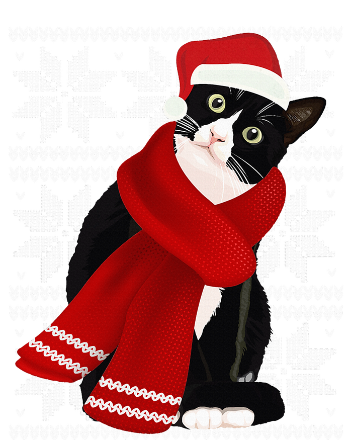 Ugly Christmas Black Cat Santa Hat Scarf Holiday Cute Women's Tri-Blend 3/4-Sleeve Raglan Shirt