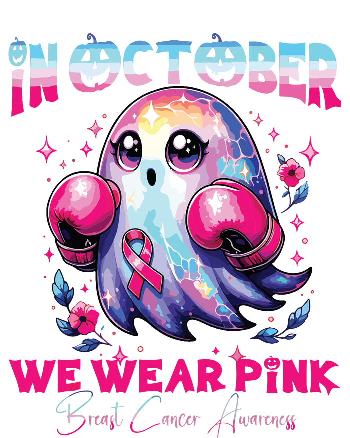 In October We Wear Ghost Witch Breast Cancer Awareness Premium Hoodie