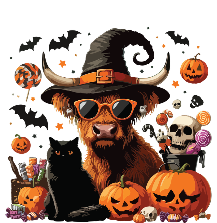 Halloween Highland Cow Witchy Cow Spooky Pumpkin Hello Cat Large Microfiber Waffle Golf Towel