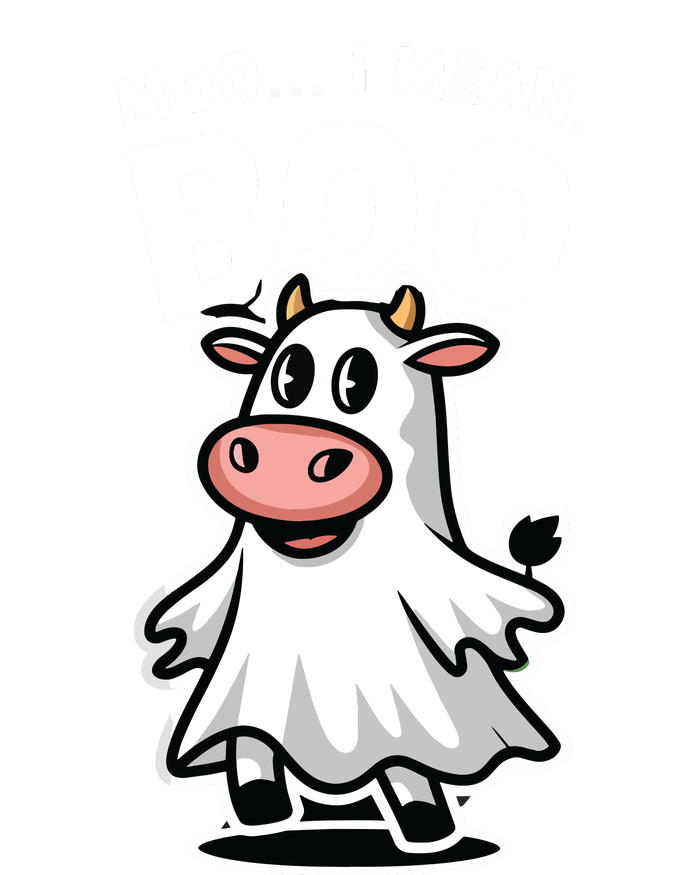 Moo I Mean Boo Cow Ghost Funny Halloween Striped Beanie with Solid Band