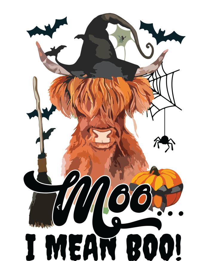 Moo I Mean Boo Witch Scottish Highland Cow Halloween Costume Long Sleeve Tank Top