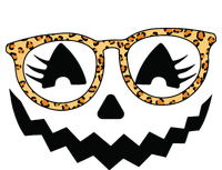 Jack O Lantern Face Pumpkin Halloween Leopard Print Glasses Women's Crop Top Tee