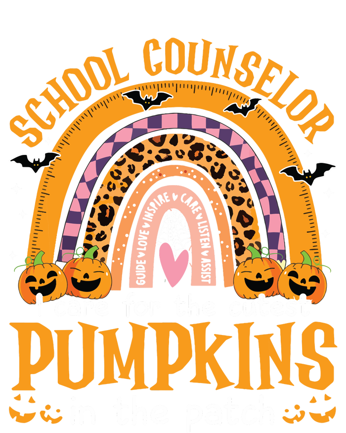 School Counselor Cutest Pumpkin Leopard Rainbow Halloween Long Sleeve Shirt