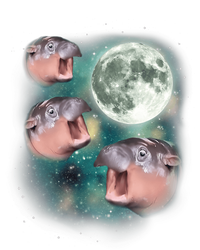 3 Moon Deng Baby Hippo Meme Funny Cute Hippopotamus Animal Hooded Wearable Blanket