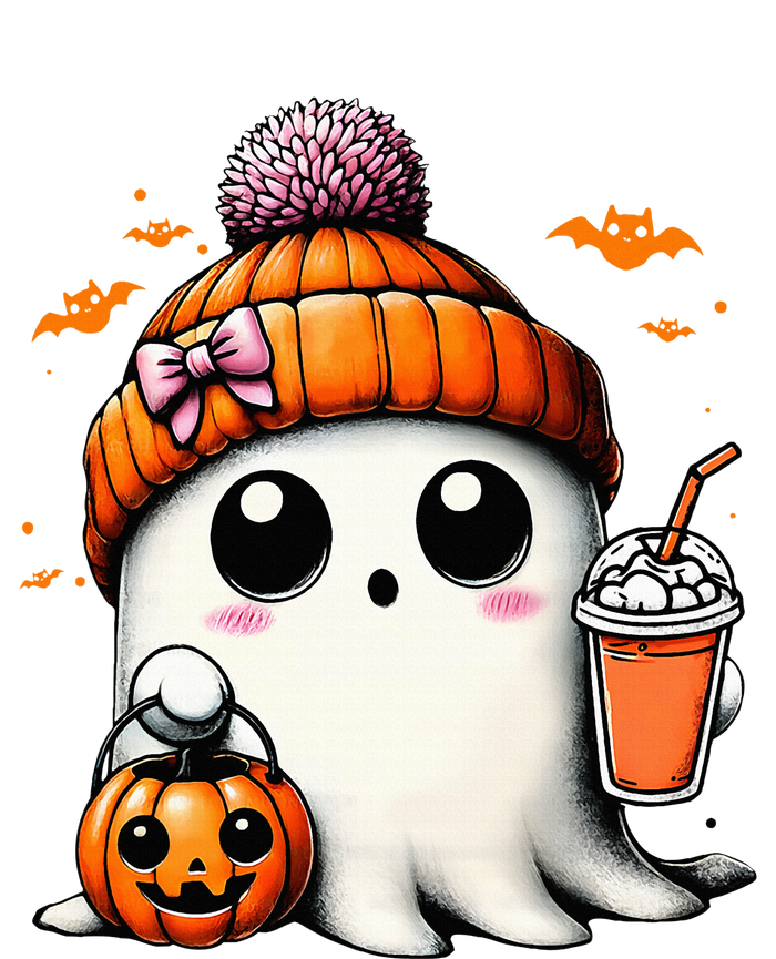 Cute Ghost Drinking Coffee Halloween Ghost Ice Coffee Tall Long Sleeve T-Shirt