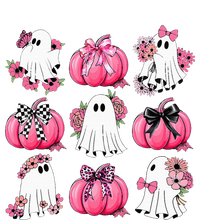 Cute Ghost Florals Coquette Bows Pumpkins Halloween T-Shirt