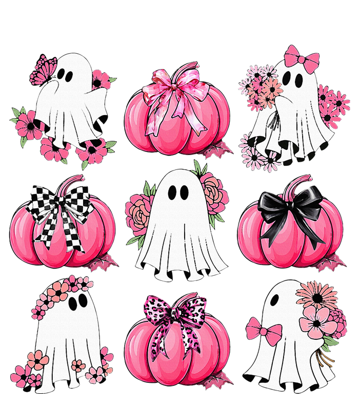 Cute Ghost Florals Coquette Bows Pumpkins Halloween T-Shirt