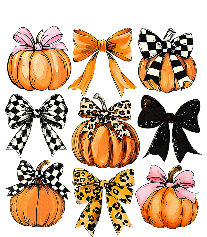 Cute Coquette Bows Pumpkin Season Halloween Autumn Fall T-Shirt