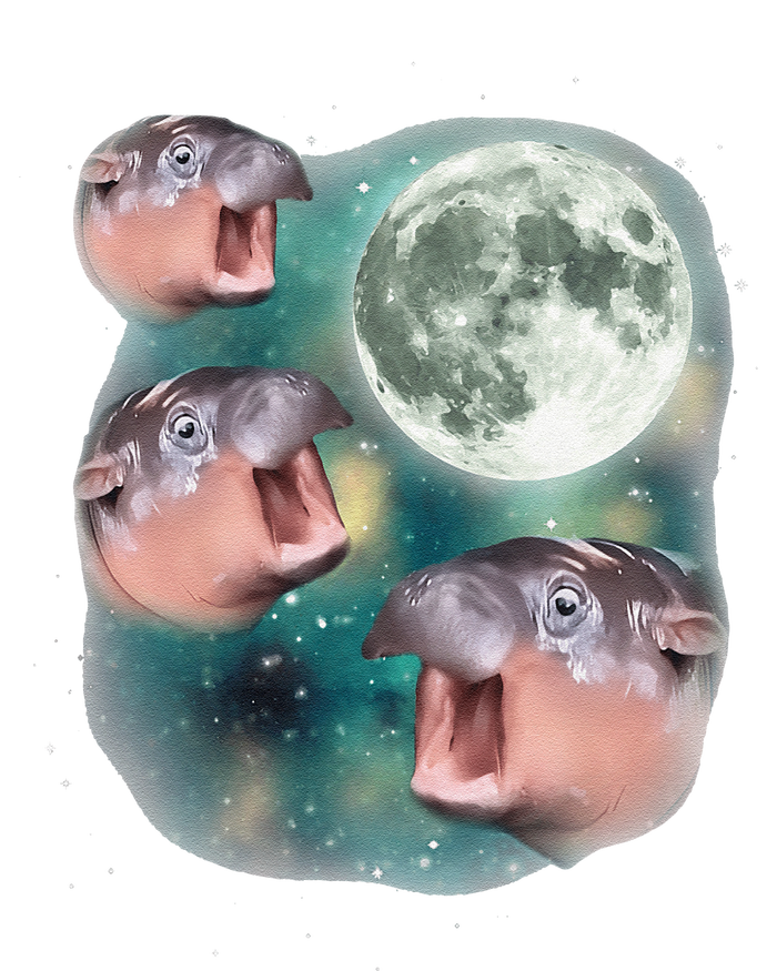 3 Moondeng Baby Hippo Meme Funny Cute Hippopotamus Animal Gift T-Shirt