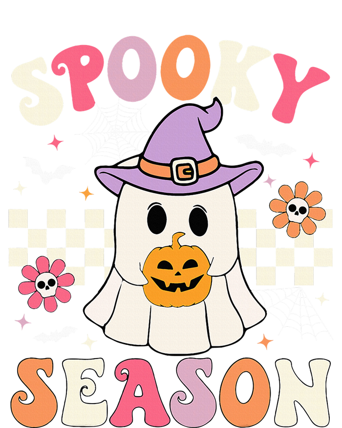 Spooky Season Retro Ghost Holding Pumpkin Halloween T-Shirt