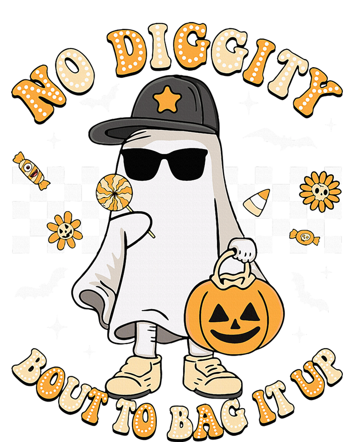 Halloween Ghost No Diggity Bout To Bag It Up Ladies Long Sleeve Shirt