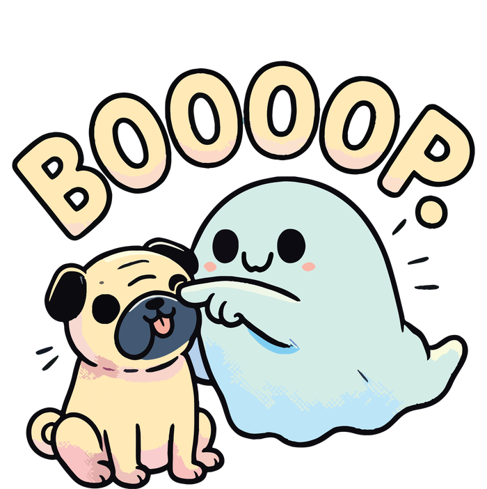 Funny Halloween Ghost Pug Boop Silly Puppy Dog Humor T-Shirt