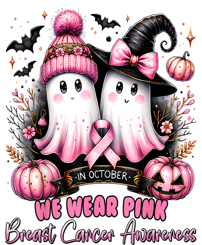 Breast Cancer Halloween In October We Wear Pin.K Ghost Witch Awareness Gift Long Sleeve Shirt