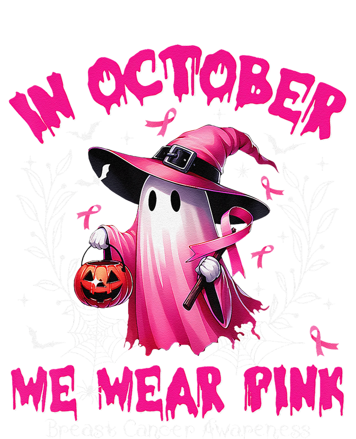 In October We Wear P.Ink Ghost Witch Breast Cancer Awareness Gift Womens California Wash Sweatshirt